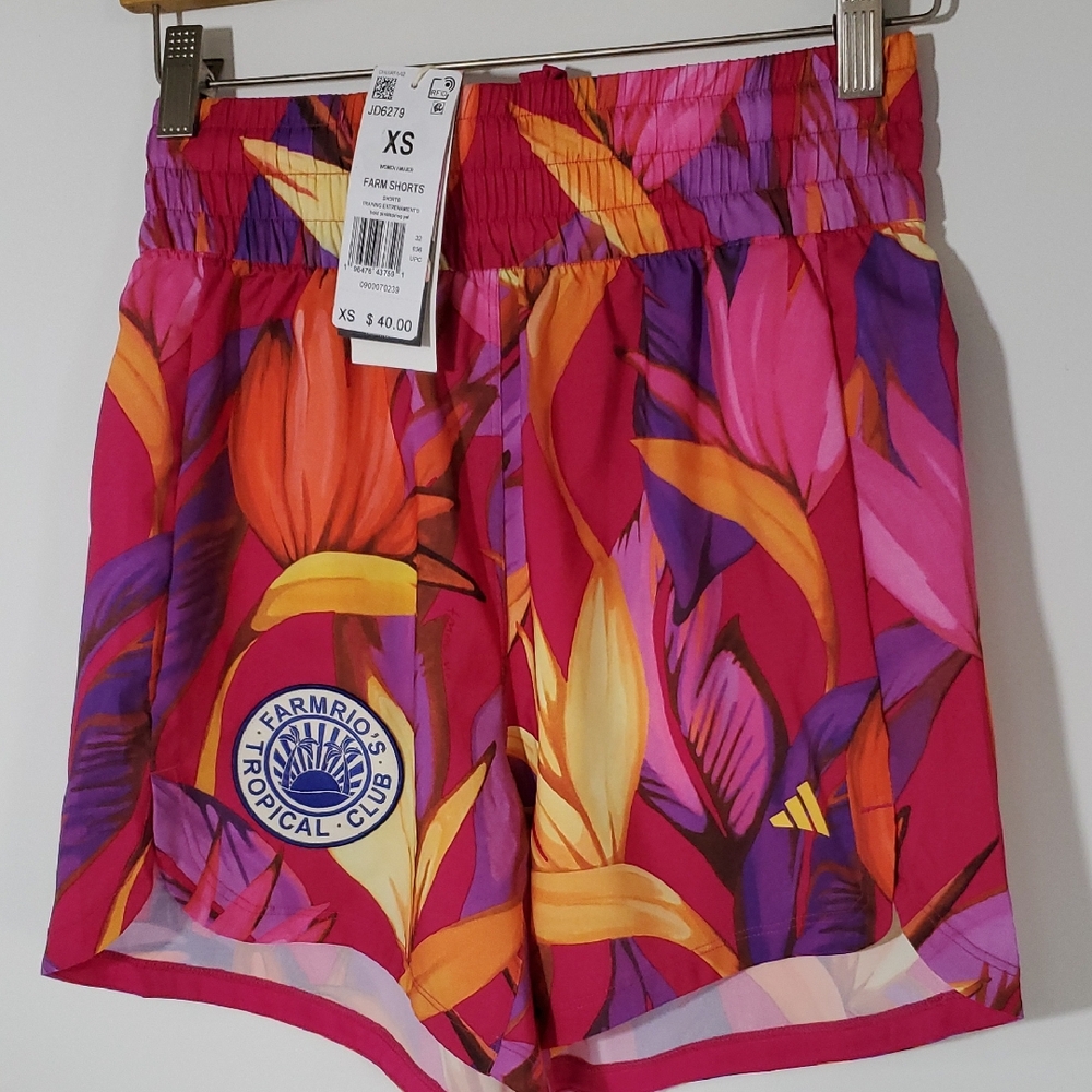 adidas X Farm Rio Pacer Shorts Tropical Floral Athletic Shorts Women's XS NWT